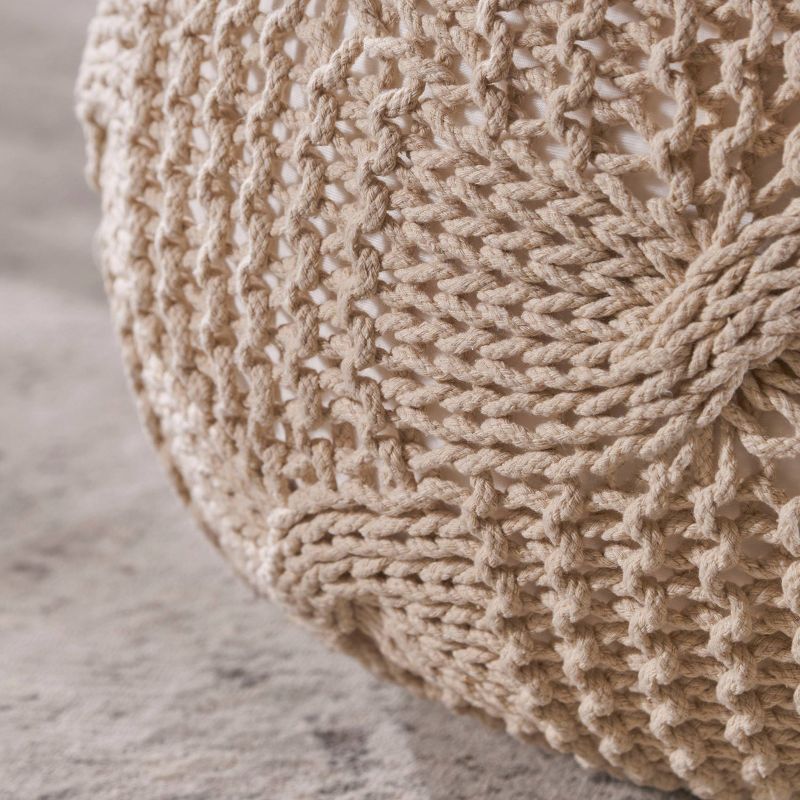 Anouk Knitted Cotton Pouf - Christopher Knight Home, 6 of 9