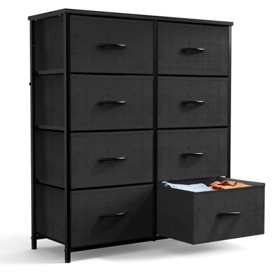 Dresser for Bedroom, Drawer Dresser Organizer Storage with 8 Drawers, Chest of Drawers with Fabric Bin, Wood Top for Bedroom, Entryway