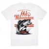 Mens Old Milwaukee Bass Fishing White Front and Back Print T-Shirt - 3 of 4