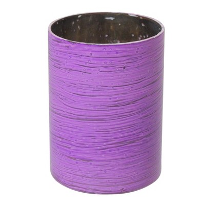 Northlight Set of 4 Decorative Purple and Silver Mercury Glass Ribbed Votive Candle Holders 4.5"