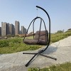 1 Piece Hanging Basket Chair Rattan and Metal Frame with Stand Foldable Seat and Cushion for Patio or Indoor Use - Coolbibila - 3 of 4