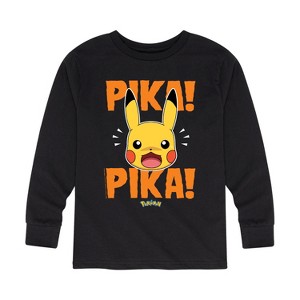 Boys' - Pokémon - Pika Pika Scared Long Sleeve Graphic T-Shirt - 1 of 4