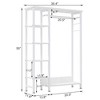 VECELO Open Garment Clothing Rack, Heavy Duty Free-Standing Storage Closet with 5 Shelves & Hanging Rod for Small Spaces, Oak/White - 3 of 4