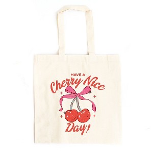 City Creek Prints Coquette Cherry Nice Day Canvas Tote Bag - 15x16 - Natural - 1 of 2