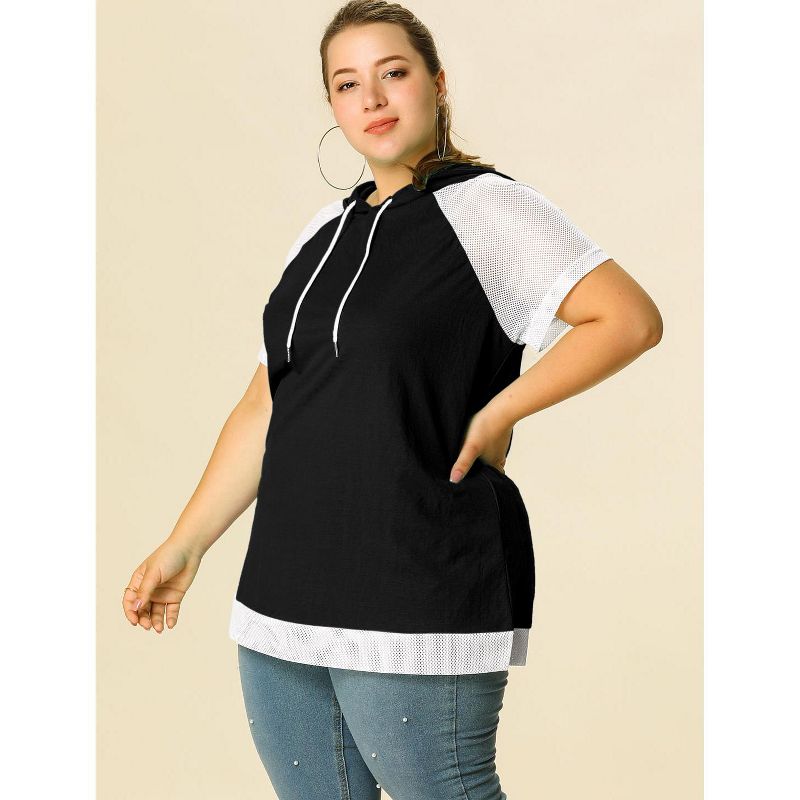 Agnes Orinda Women's Plus Size Hoodies Raglan Short Sleeve Drawstring Pullover Sweatshirts, 5 of 8