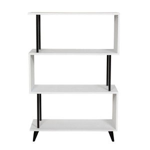 Danya B. 46.5" 4 Tier S Shaped Bookcase White/Black: Contemporary Style, Metal Frame, Laminate Surface - 1 of 4