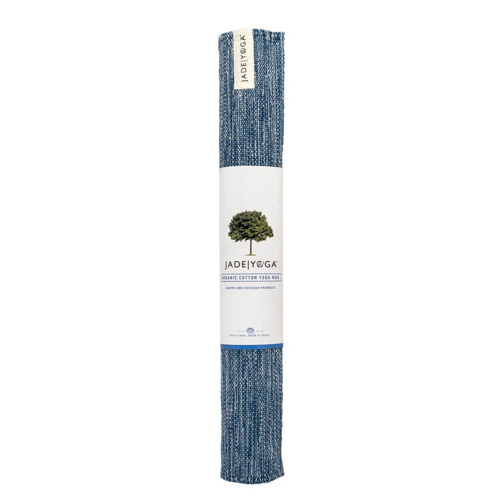 JadeYoga Organic Hand Loomed Yoga Mat - Blue (7.9mm)