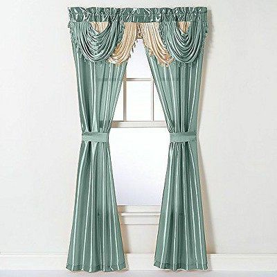 Kate Aurora Satin Semi Sheer Complete 5 Piece Window in a Bag Attached Curtain Set