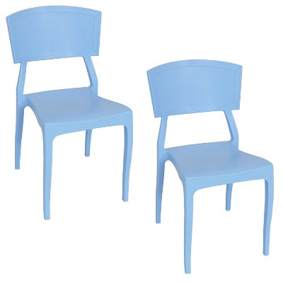 Sunnydaze Plastic All-Weather Commercial-Grade Elmott Indoor/Outdoor Patio Dining Chair, Light Blue, 2pk