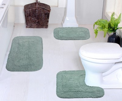 Radiant Collection Cotton Ruffle Pattern Tufted Set of 3 Bath Rug Set - Home Weavers