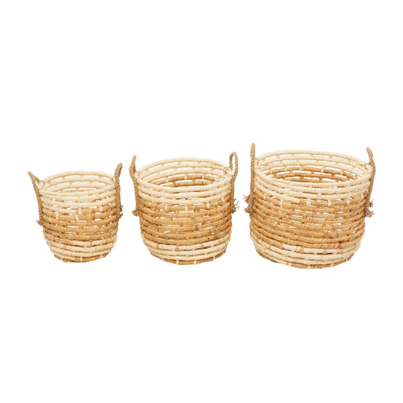 Set of 3 Contemporary Sea Grass Storage Baskets Beige - Olivia &#38; May, 3 of 10