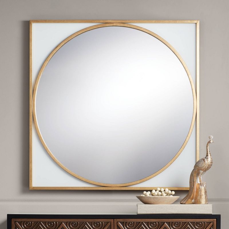 Uttermost Meri Glossy Gold Leaf 34" Square Wall Mirror, 2 of 8