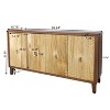 TIRAMISUBEST Carved Scatter Pattern 4-Door Buffet Sideboard, Vintage Storage Cabinet with Adjustable Shelves, Living Room Console Cabinet - 4 of 4