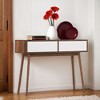 VANIRROR Entryway Table with 2 Drawers, Console Table with Storage Space, Sofa Table for Hallway, Living Room, or Behind Couch, Natural Wood Finish - 2 of 3