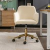Modern Velvet Swivel Desk Chair, Height Adjustable 360 Degree Swivel Office Chair With Metal Legs, Upholstered Makeup Vanity Armchair With Back - 4 of 4