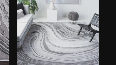 Light Grey Abstract Hand-knotted Washable Area Rug