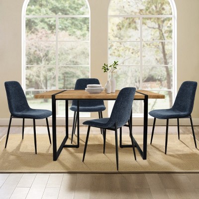 5-Piece Modern Dining Table Set, 59" Rectangular Table with 4 Upholstered Chairs, Space-Saving Kitchen & Dining Room Furniture-Maison Boucle