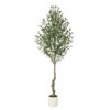 Faux Olive Tree with White Tall Planter, Olive Trees Artificial Indoor, Artificial Plants with Natural Wood Trunk and Lifelike Fruits for Home Decor - 4 of 4