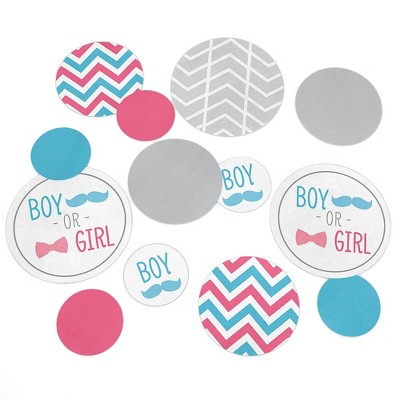 Big Dot of Happiness Chevron Gender Reveal - Baby Shower Giant Circle Confetti - Gender Reveal Party Decorations - Large Confetti 27 Count