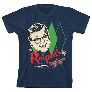 A Christmas Tee Ralphie Diamond Portrait Art Crew Neck Short Sleeve Navy Blue Boy's T-shirt - 1 of 3