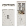 Tall Corner Storage Cabinet with Tempered Glass Doors, Barn Doors, and Adjustable Shelves - 3 of 4