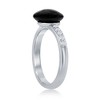 Bella Silver Sterling Silver Oval Onyx & White Topaz Ring - Black - Size 6 - 2 of 3