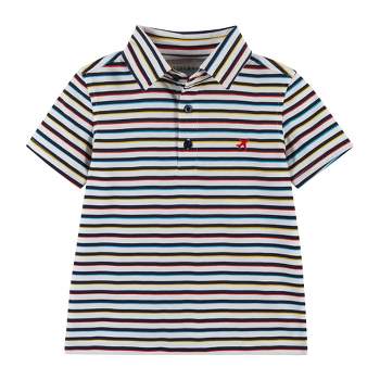 Andy & Evan Kids  Boys Striped Polo Shirt White, Size 6