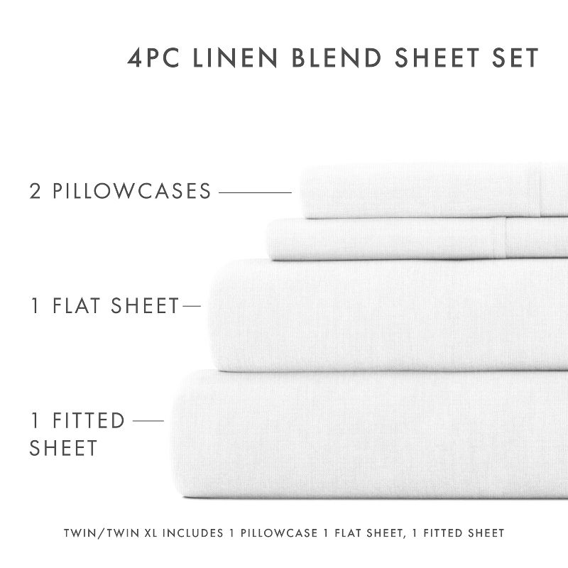 Linen Blend Premium Luxury Solid 4PC Bed Sheets Set - Becky Cameron, 6 of 19