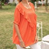 Anna-Kaci Women's Short Sleeve Loose Fit Blouse with Ruffle Trim and Round Neckline - 2 of 4