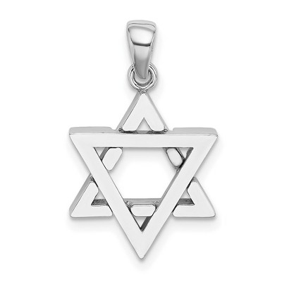 Black Bow Jewelry 14k White Gold Star of David Pendant, 14mm