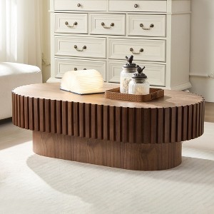 Grungis 43.7 Inch Oval Coffee Table,Modern Handcraft Drum End Table with Sturdy Pedestal for Living Room,Offices - 1 of 4