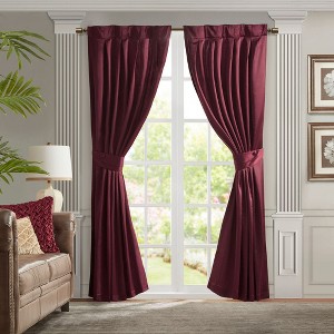PAGED Pleat Curtain Panel with Tieback,Blackout Curtains with Rod Pocket & Back Tabs,Window Curtains for Living Room,Bedroom - 1 of 4