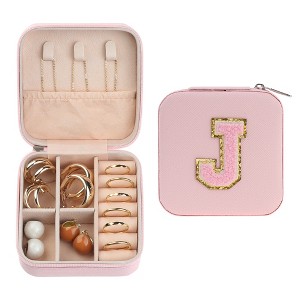 Unique Bargains Travel Letter Design Mini PU Leather Jewelry Box for Women's Girls' Birthday Gift - 1 of 4