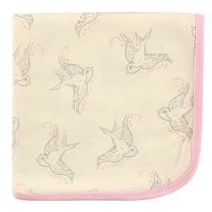 Touched by Nature Baby Girl Organic Cotton Swaddle, Receiving and Multi-purpose Blanket, Bird, One Size - 1 of 1