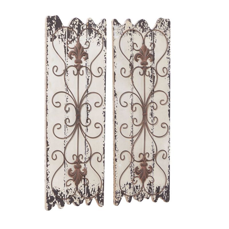 Set of 2 Wooden Scroll Arabesque Wall Decors White - Olivia &#38; May, 1 of 14