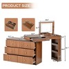 VYNXARIA Vanity Desk with Mirror and Lights, Makeup Vanity Table with Flip-Top Tabletop and Storage，White/Walnut - 4 of 4