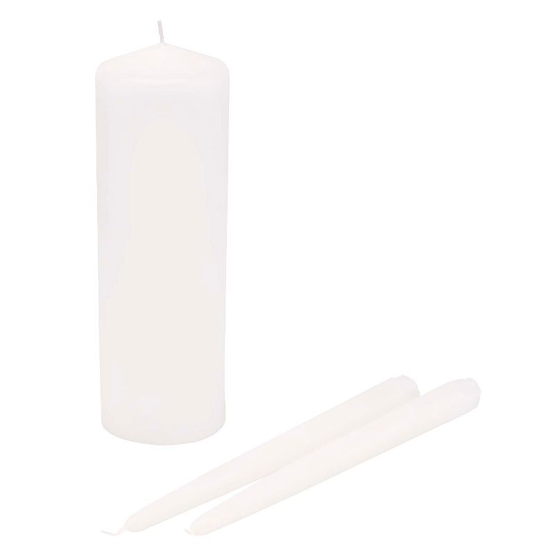 3pc Wedding Unity Candle and Taper Set White, 1 of 2