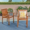 Set of 2 Rustic Acacia Wood Outdoor Dining Chairs, Teak Finish with Slat Panel Design, Weather-Resistant & Stylish Seating-Coolbibila - 2 of 4