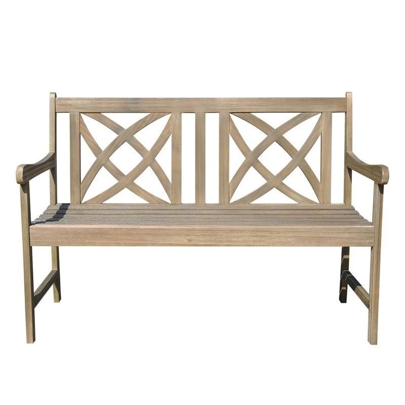 Wood Outdoor Bench in Natural Brown-Pemberly Row, 3 of 11