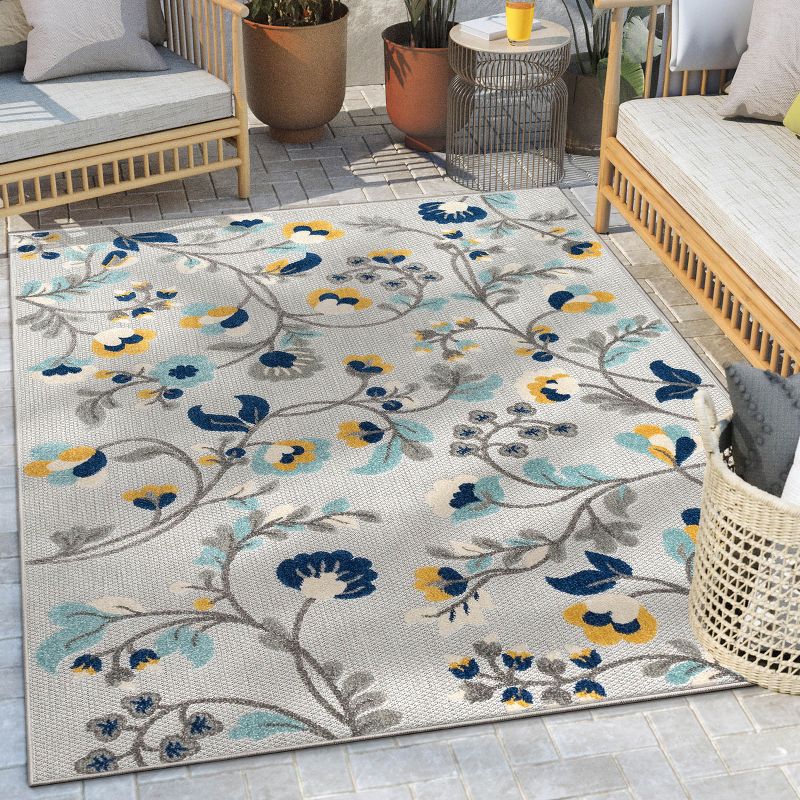 Well Woven Darla Floral Indoor OutdoorHigh Traffic Modern Carpet Area Rug, 3 of 10