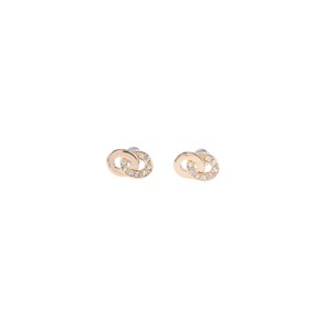 Slickblue Gold & Rhinestone Stud Earrings, Linked Twisted Hoop Design, Small Delicate Jewelry, 0.4" - 1 of 3
