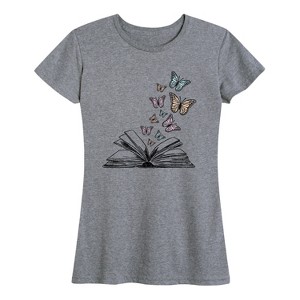 Women's - Instant Message - Butterfly Book Short Sleeve Graphic T-Shirt - 1 of 4