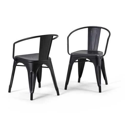 Set Of 2 Elisse Metal Dining Armchairs, Metal Arm Chairs