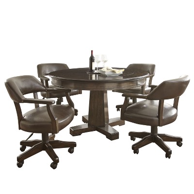 Rudy Dining and Game Table Walnut - Steve Silver Co.: Modern Pedestal, Wood Veneer, Seats 4