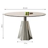 35" Modern Round Glass Dining Table with Stainless Steel Base, Small Space Kitchen or Breakfast Nook Table for 4 -3irtyhousy - 4 of 4