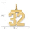 Black Bow Jewelry 14k Yellow Gold, Jersey Collection, Medium Number 32 Pendant - 2 of 3