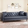81" Mid-Century Modern Leather Sofa for Living Room, Chesterfield Sofa with Deep Seats and 2 Pillows - 4 of 4