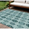 Teal Blue Aqua And Charcoal Moroccan Washable Indoor Outdoor Area Rug - 2 of 4