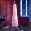 HOMCOM 6ft Tall Pencil Prelit Artificial Christmas Tree Holiday Décor with 360 Colorful Surface Branches, 200 Colorful LED Lights, Pink - 2 of 4