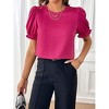 Women'S Shirts Summer Casual Crewneck Lace Crochet Short Sleeve Blouses Cute Floral Print Loose Tunic Tops - 2 of 4